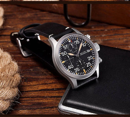 Baltany 39mm Military Chronograph Watch Man S5045 Sapphire Crystal 10ATM Stainless Steel VK67 Calendar Retro Quartz Wristwatches