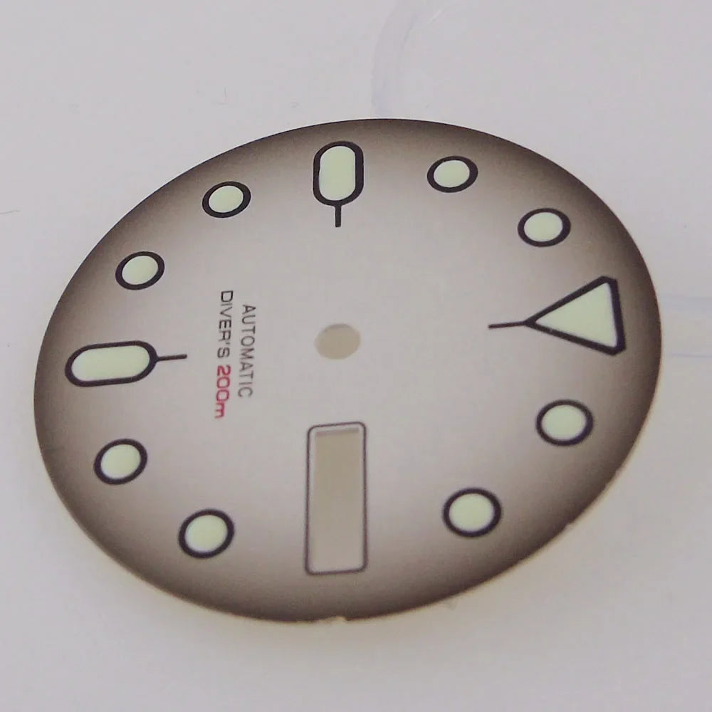 Nologo 29mm Watch Dial 3.8 Clock for NH 36 Movement Weekday Date Orange/white/black Dial Face Plate Green Lume for Di ver Watch