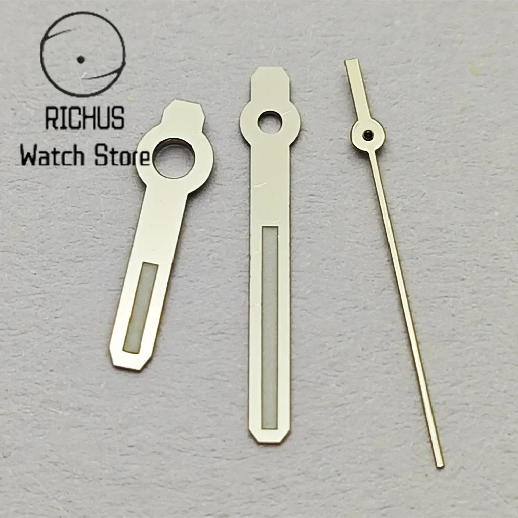 wide Silver Watch Hands Green Luminous Hands Fit NH35 NH36 NH38 NH70 NH72 Movement