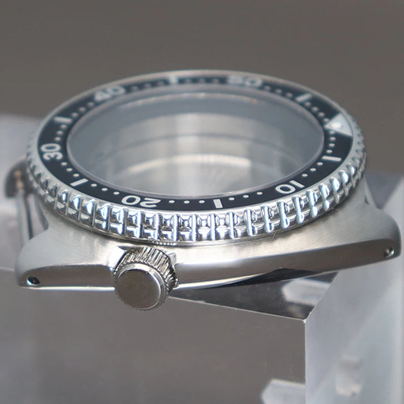 45mm Diving SKX Watch Case Sapphire Crystal Glass For Turtle Abalone Seiko NH34 NH35 NH36 NH38 4R36 Movement With Chapter Ring