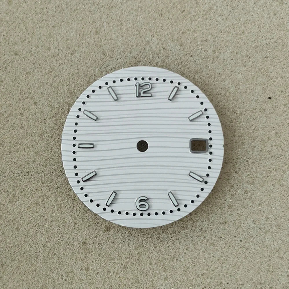 30.5mm Green Luminous Silver Watch Dial Digital Plus Bar Studs Watch Modification Accessories for NH35/ NH36/ 4R/ 7S Movement