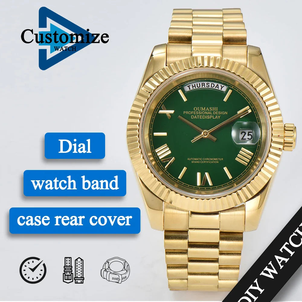 Day-Date Miyota 8285 automatic watches TDD002 Sapphire 10Bar 39MM custom watch