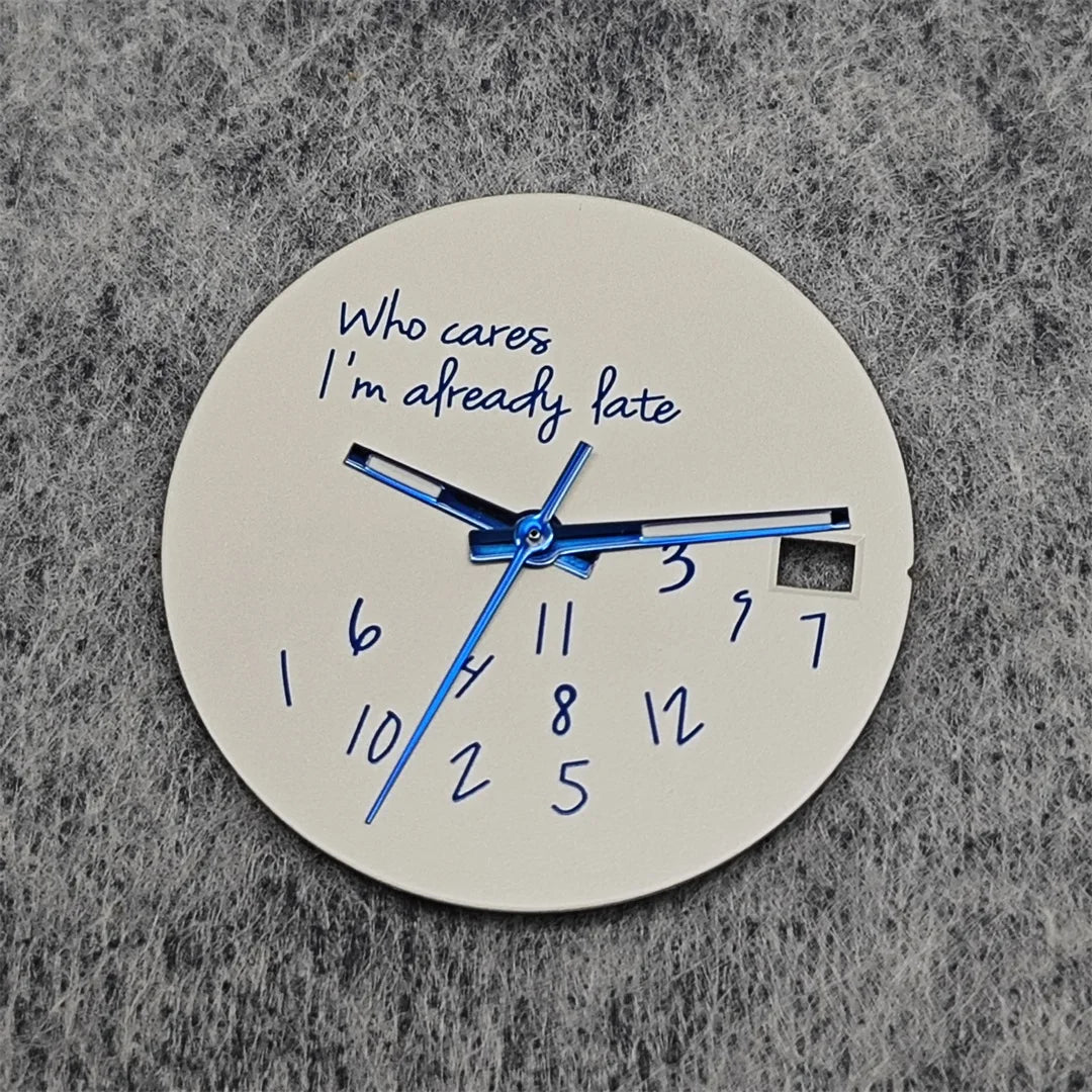 Modified Blue Log Hands + Watch Dial Set 28.5mm DIY Watch Faces Fits NH35/4R36 Movement Who Cares Lt's Already Late Accessories