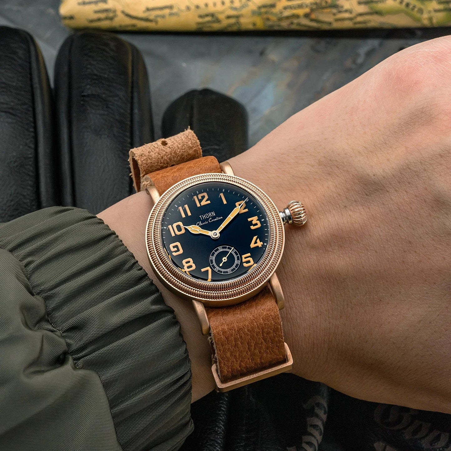 THORN T013 36mm Vintage Pilot Watch ST1700 Manual winding Sub Second Swiss luminous Sapphire