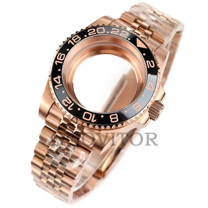 NH35 Watch Case 40mm For GMT YACHT-MASTER Seiko NH34/NH35/NH36/NH38 Movement Rose Gold Jubilee Bracelet Submariner NH35 Case