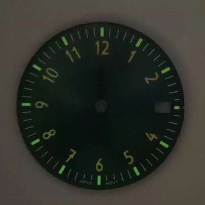 28.5MM Watch Dial NH35 Digital Dial Green Luminous Watch Faces Watch Modification Accessories for NH35/ NH36/ 4R/ 7S Movement