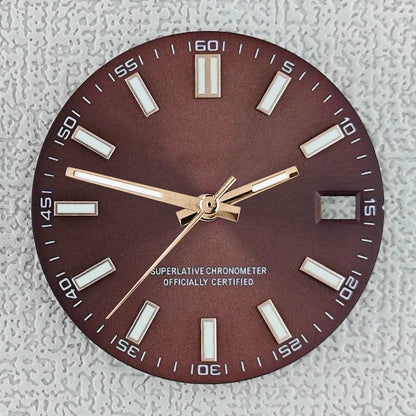 28.5mm double bar date window Watch Dial With Watch Hands Date Just Luminous Sunray Fit NH35 NH36 Watch Faces Automatic Movement