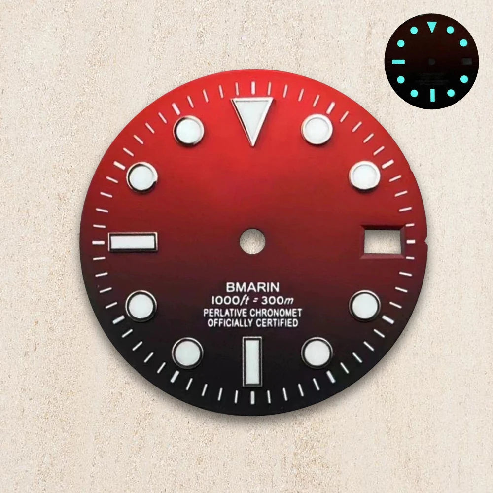 28.5mm S Logo Dial Blue Luminous Suitable For NH35/NH36/4R/7S Japanese Automatic Movement  Watch Modification Accessories