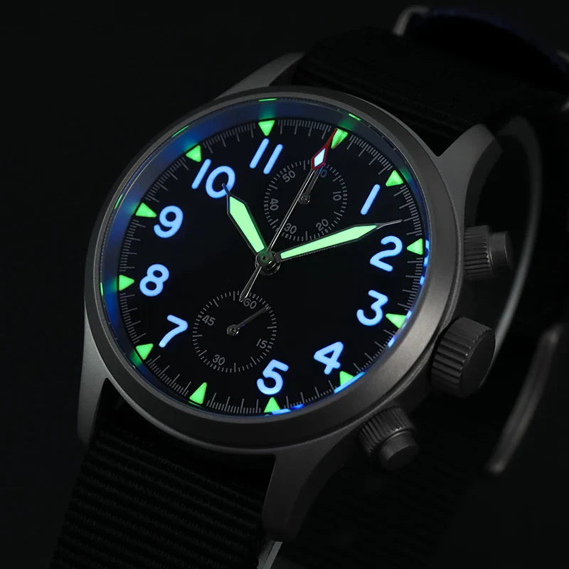 Militado ML1868KF Chronograph Watch  VK67 Quartz 10Bar 39MM Multifunction Military Watch BGW 9 Lume