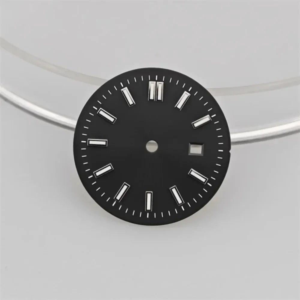 24.5MM Watch Dial Green Luminous Logbook Faces Women's Mechanical Watch Accessories for NH05 /NH06 Movement for 31mm Case