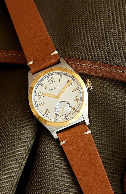 Baltany Bubbleback Dress Watches Subdial IPG Bezel Leather Gold Hands Sapphire Crystal Stainless Steel VD78 Quartz Wristwatches