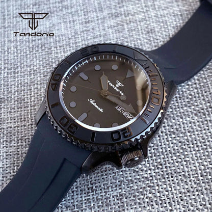 Tandorio TD269C Yacht Master Black Pvd  Domed Sapphire Skx007 Style NH36 20atm 120 Clicks 41MM