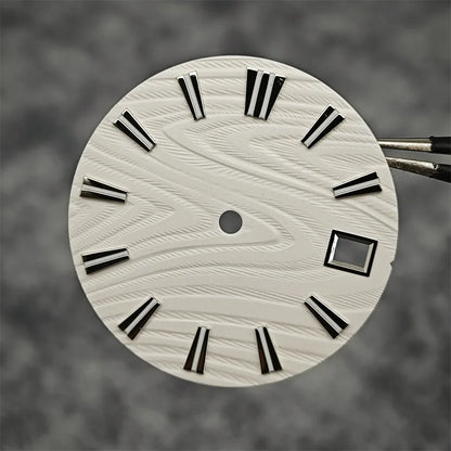 28.5mm Green Luminous Watch Dial Wood Texture Watch Faces Replace Accessories for SKX007 NH35/NH36/4R/7S Movement Watch Parts