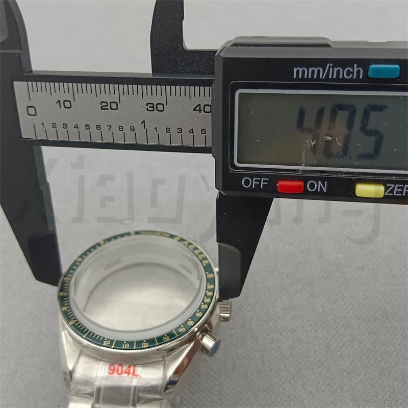 Speed Master Case 40mm VK63 Silver Watch Case Blue Green Black Silver Insert With Coated Glass For VK63 Quartz Chronograph Movement Steel Bracelet
