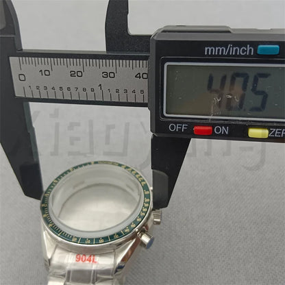 Speed Master Case 40mm VK63 Silver Watch Case Blue Green Black Silver Insert With Coated Glass For VK63 Quartz Chronograph Movement Steel Bracelet