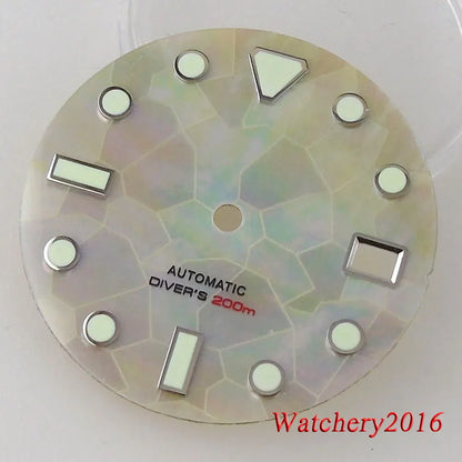 29mm Watch Parts White Blue Black Watch Dial Mother Of Pearl Fragment Pattern Fit NH35 NH36 Automatic Mens Watch Accessories