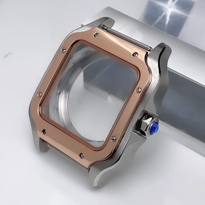 NH35 Case 38mm Sapphire Glass Stainless Steel Square Watch Case Accessories Modification Parts Suitable NH35 NH36 NH38 Movements