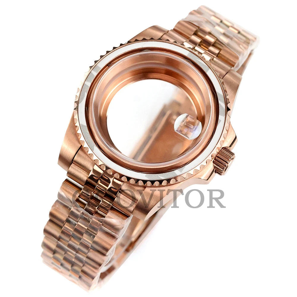 NH35 Watch Case 40mm For GMT YACHT-MASTER Seiko NH34/NH35/NH36/NH38 Movement Rose Gold Jubilee Bracelet Submariner NH35 Case