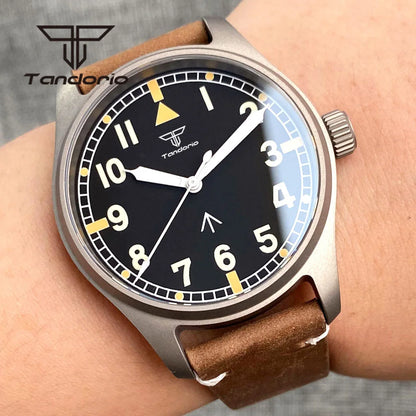 Titanium Watches  WFT001 Pilot Watches Seiko NH35 Automatic 39mm 20bar Sapphire Crystal  Green Luminous