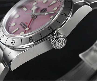 San Martin SN0054G GMT Pink Dial BB  39mm NH34 Automatic Watch 10Bar AR Sapphire BGW9 Lume