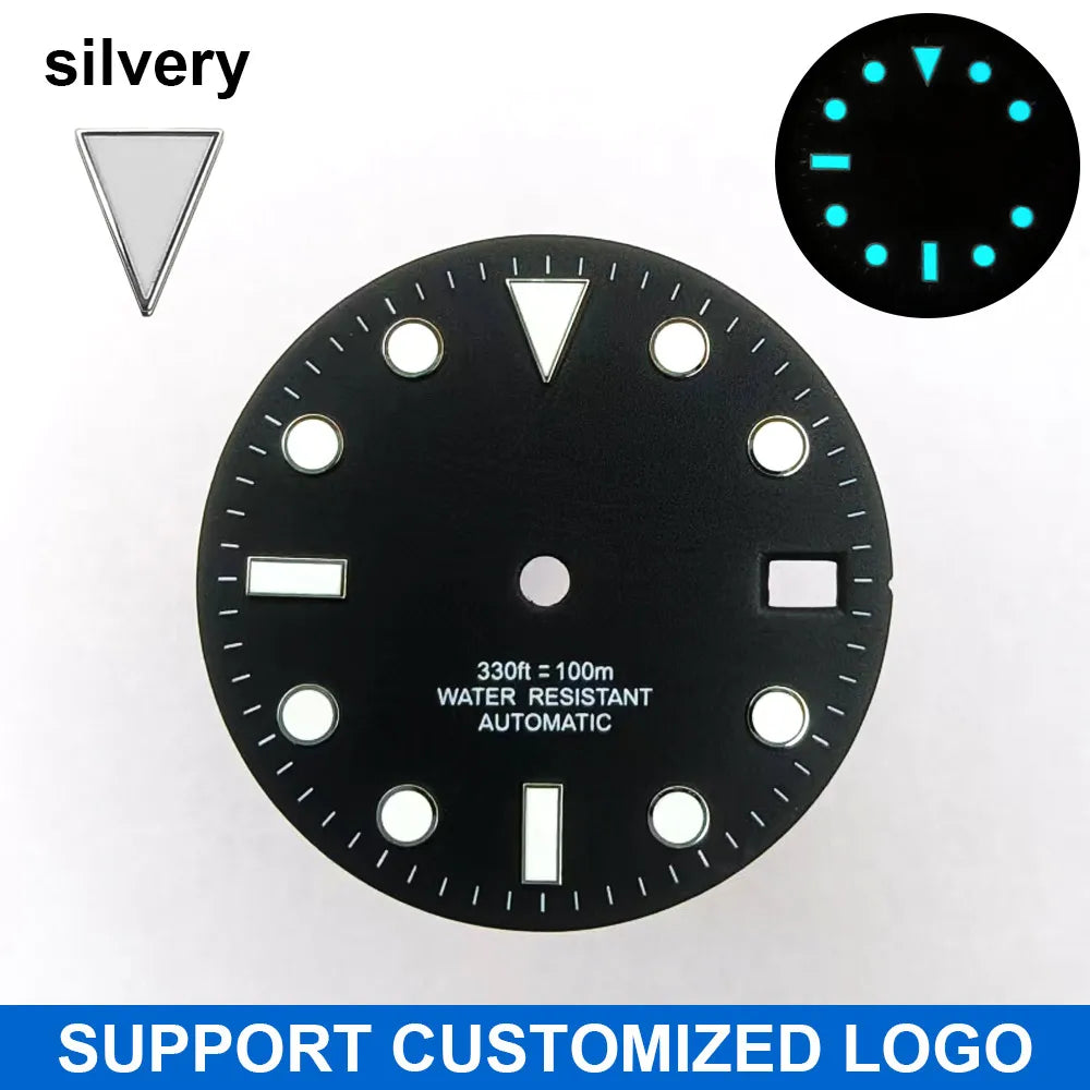 28.5mm diameter dial suitable for NH-34/35/36 movements GMT Luminous dial customization LOGO/name DIY dial watch parts