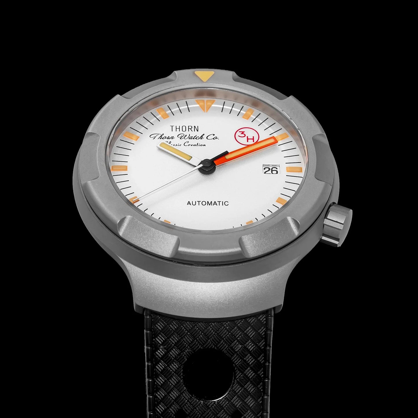 Thorn 42mm Men's Retro Titanium Diver Watch PT5000 Automatic Movement Rubber Strap C3 Luminous 20Bar Water Resistance