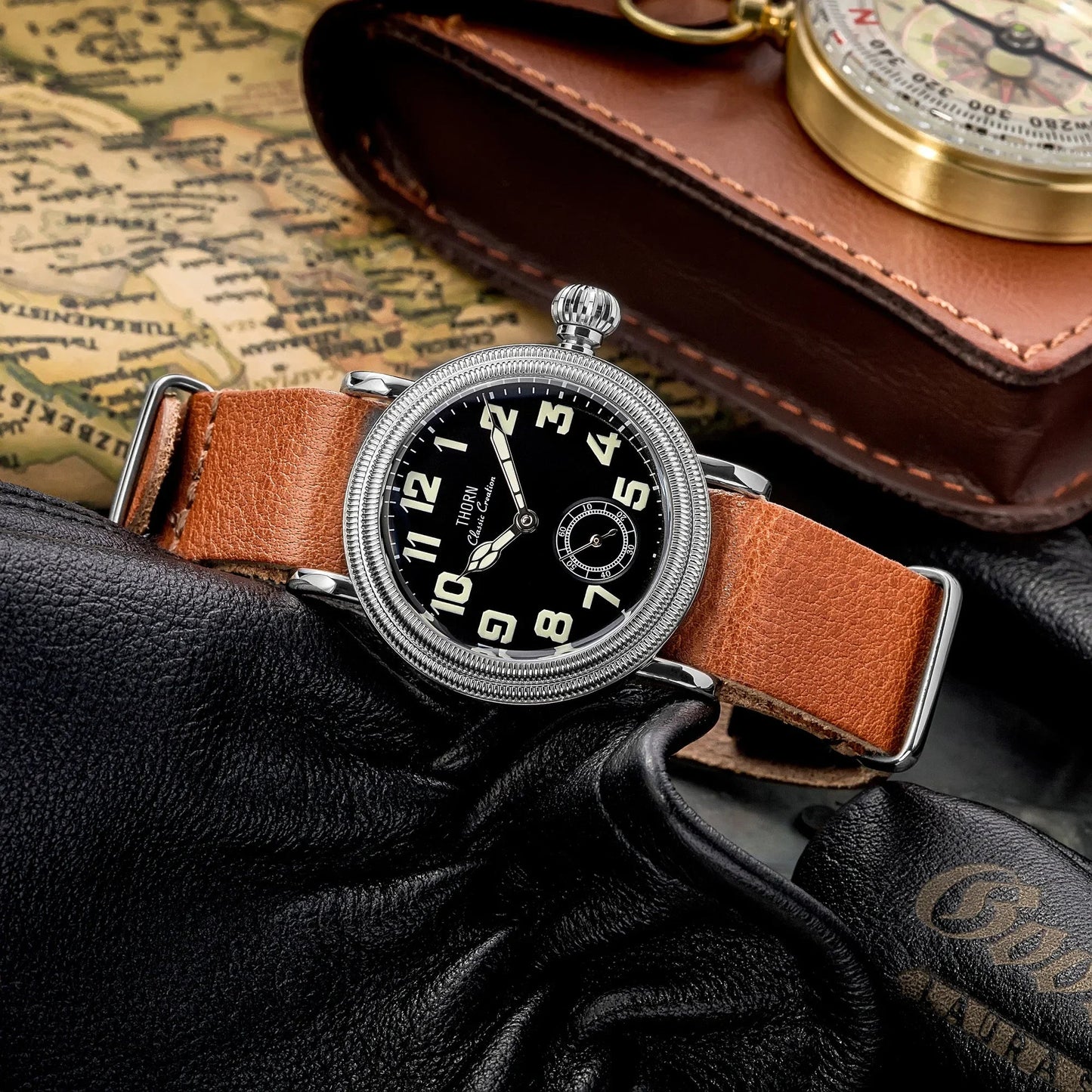 THORN T013 36mm Vintage Pilot Watch ST1700 Manual winding Sub Second Swiss luminous Sapphire