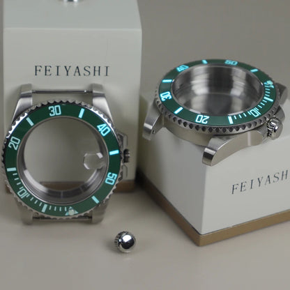 40mm Watch Case Ceramic C3 Bezel For Seiko NH35 NH36 NH34 nh70 Miyota8215 Eta2824 28.5mm Dial With Sapphire Crystal Waterproof