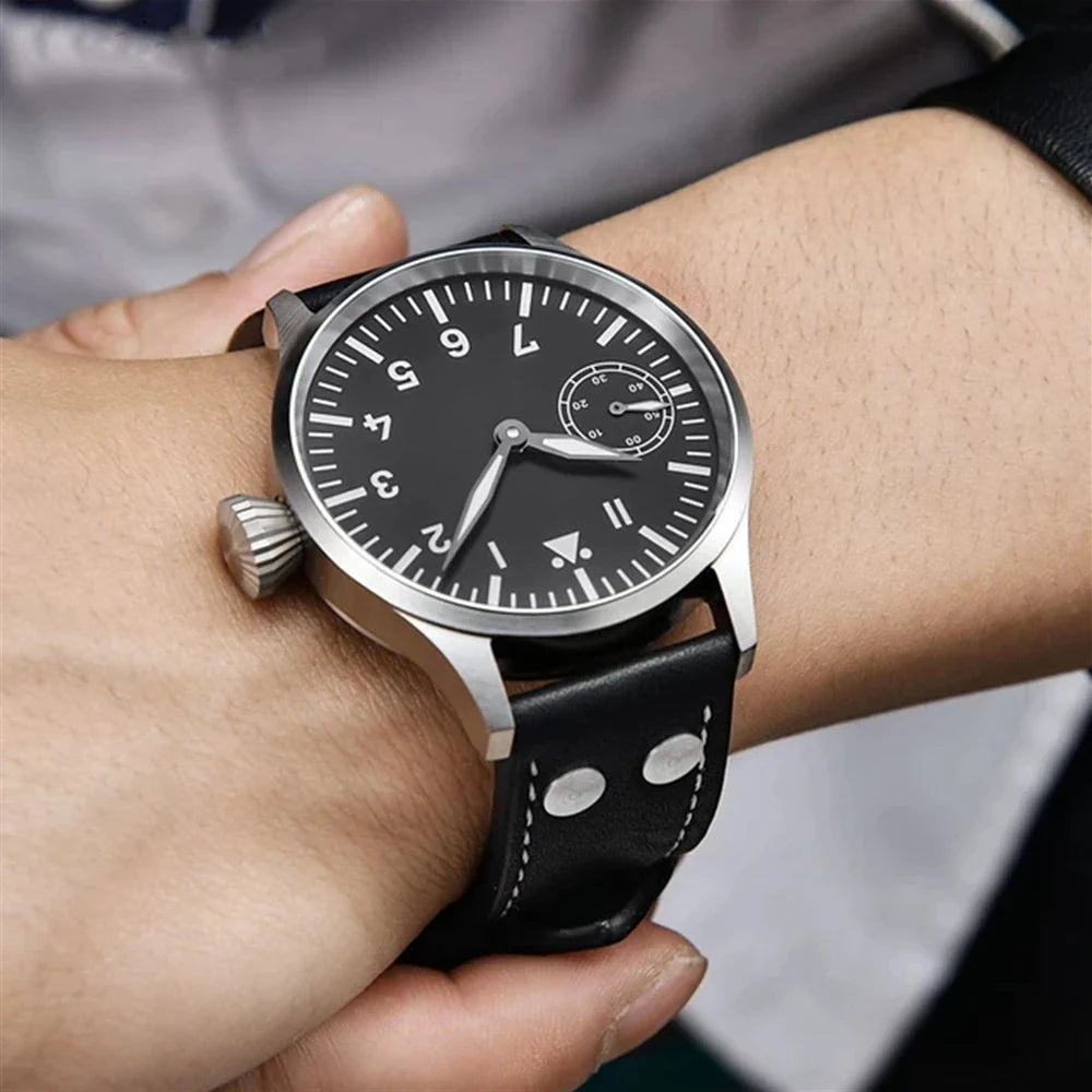 44mm  Men's Watch Seagull ST3600 Manual Winding Sub Second  Sapphire Luminous Chronograph