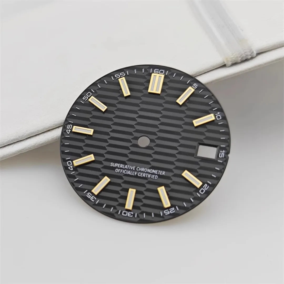 28.5mm Watch Dial Metallic Texture Surface DIY Log Dial BGW9 Blue Green Luminous Watch Faces Watch Accessories for NH35 Movement