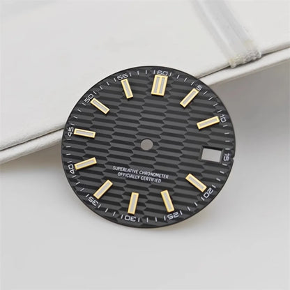 28.5mm Watch Dial Metallic Texture Surface DIY Log Dial BGW9 Blue Green Luminous Watch Faces Watch Accessories for NH35 Movement