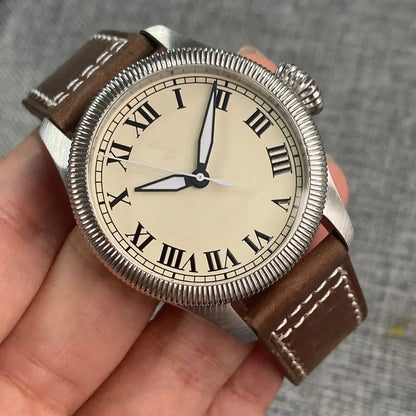 Tandorio Fluted Pilot Watch TD117A 20BAR  NH35 PT5000 Roman Numerals Sapphire 39mm