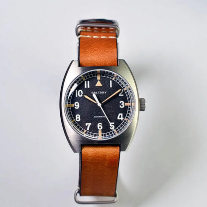 Baltany W10 Tonneau Wristwatches Sapphire Crystal Super Luminous Nylon Strap NH38 Automatic Mechanical Vintage Military Watches