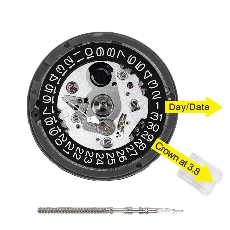 Japan Geniune NH35A Premium Mechanical Movement NH35 White Date wheel 24 Jewels Automatic Self-winding High Accuracy Movt Replace