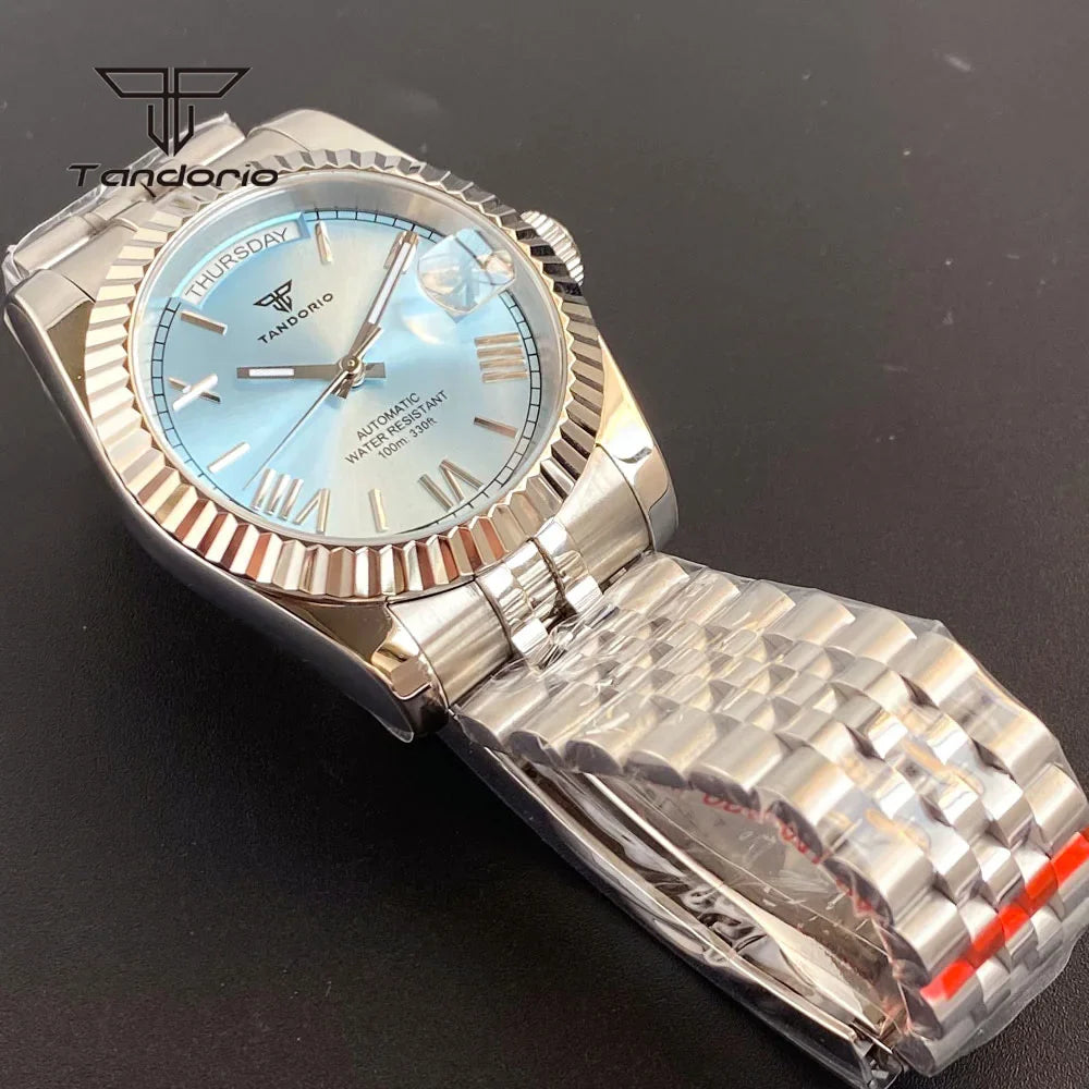 Tandorio Day Date Watch TD139 Seiko NH36 39mm / 36mm Sunburst Sapphire 10Bar