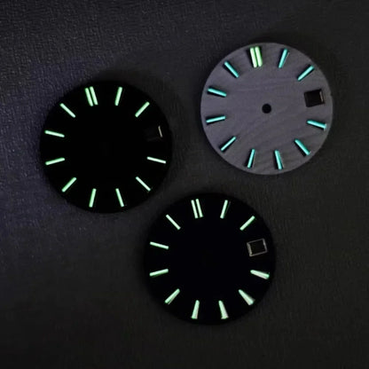 28.5mm Green Luminous Watch Dial Wood Texture Watch Faces Replace Accessories for SKX007 NH35/NH36/4R/7S Movement Watch Parts