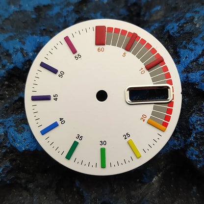 NH35 Watch Dial 28.5mm Color Log Nail Black White Dual Calendar Date Watch Faces Accessories Replacement Parts for NH35 NH36 Movement