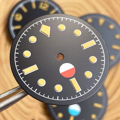 Non-Radiation 50-FATHOMS Watch Dial Parts 29mm for NH35 PT5000 Green Luminous Case Parts Sterile Nologo Hand Set for Dive Watch