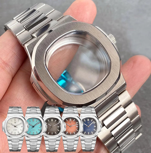 Square Watch Case fit for Philippe Nautilus  40mm Japan NH35A NH34 NH70 Movement Sapphire Glass Watch Parts
