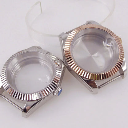 36/39mm Silver Gold Rose Gold Fluted Bezel Stainless Steel Watch Case fit NH35 NH36 4R35 4R36 ETA2824 PT5000 Movement