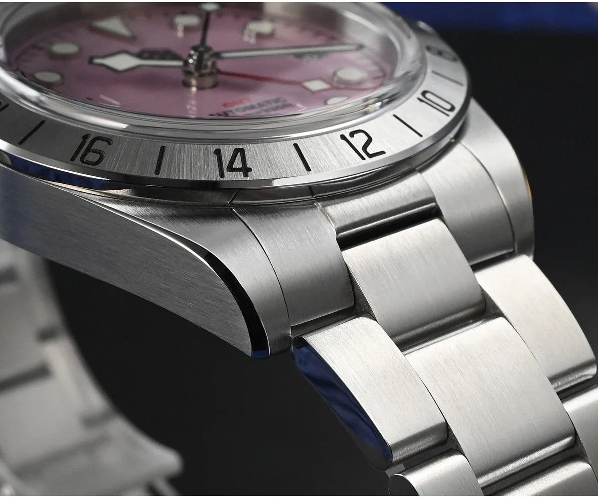 San Martin SN0054G GMT Pink Dial BB  39mm NH34 Automatic Watch 10Bar AR Sapphire BGW9 Lume