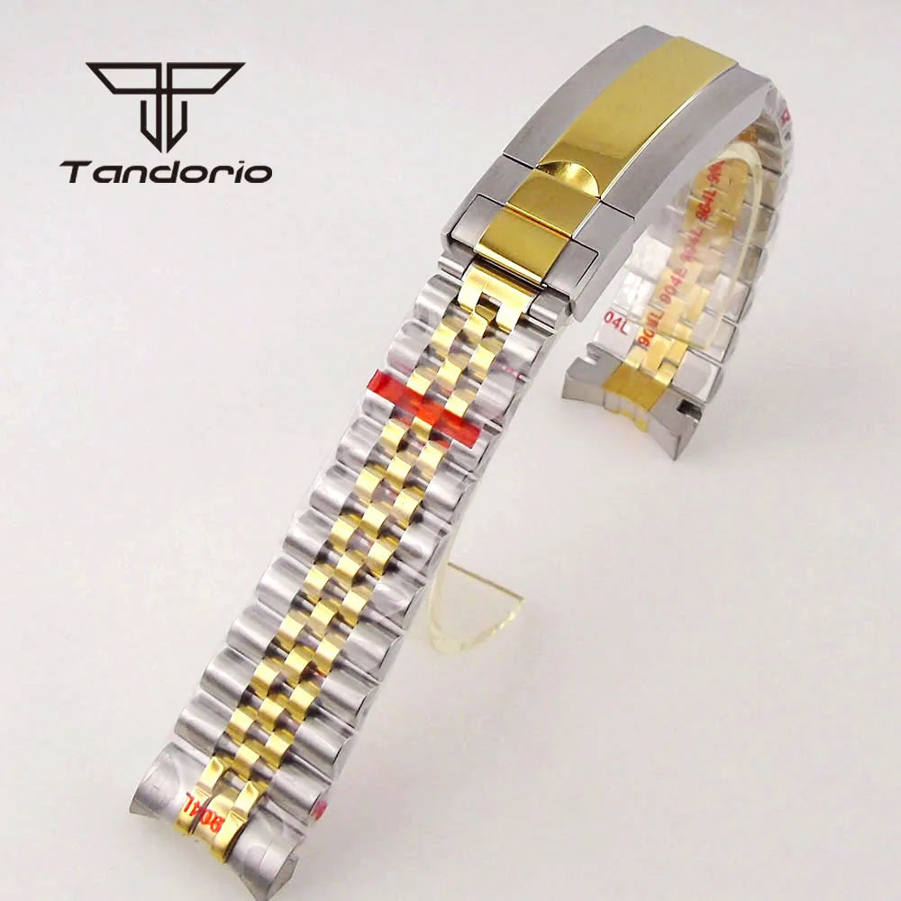 20mm Width Yellow/Rose Gold Coated Black PVD Stainless Steel Jubilee Watch Bracelet Watchband Folding Clasp Fit 40mm SUB Watch