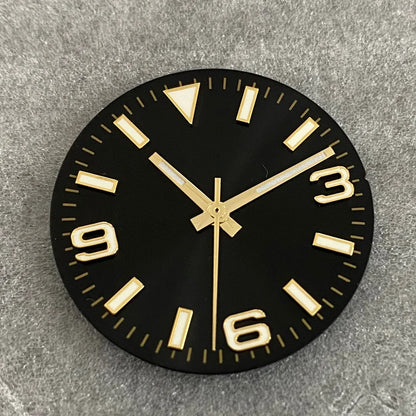 28.5mm Watch Dial + Hands Green Luminous Sun Pattern Modified 369 Nail Dial Watch Faces Accessory Fit NH35/NH36/4R/7S Movement