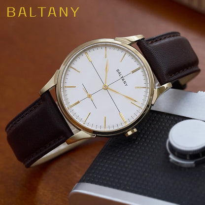 Baltany Dress Watchse Man S4092 Leather Straps Crosshair 38.5mm Dial Small Seconds Hand-Winding Mechanical luxury Wristwatches