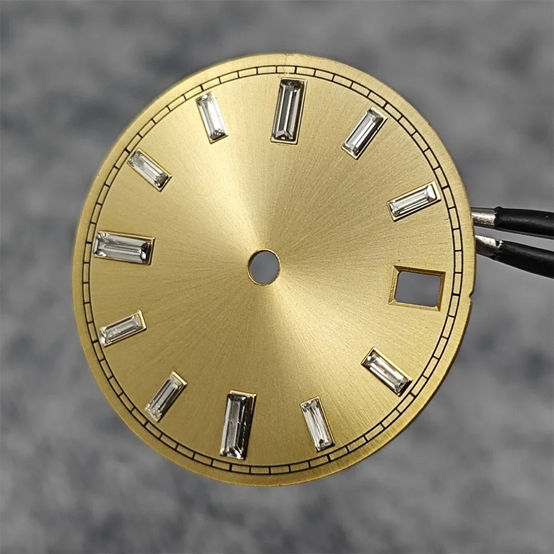 28.5mm Watch Dial Stone Diamond Nail Sunburst Watch Faces No Luminous Accessory Suitable for NH35 / NH36 Movement