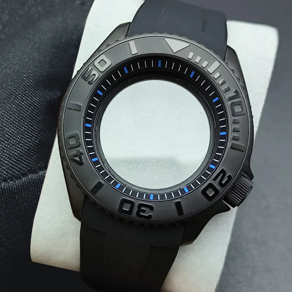 NH35 Case 42mm High-quality Yacht Master Steel Black Case NH35 NH36 Movement Case Watch Accessories Sapphire Glass 22mm Band