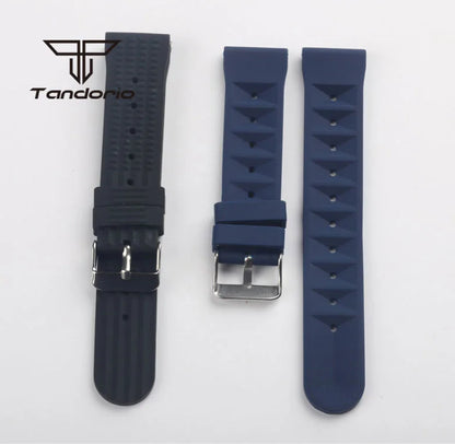 Black/Blue Watch Waffle Rubber Strap 20mm/22mm Width Pin Buckle Wristwatch Accessories Spare Parts