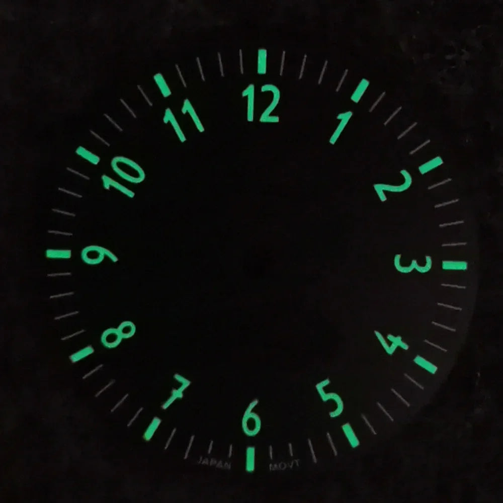 28.5MM Watch Dial NH35 Single Date / No Date Calendar Watch Faces Green Luminous Watch Accessories for NH35/ NH36/ 4R Movement