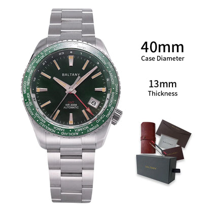Baltany  S6083 GMT DIVE Watch 40MM Date NH34 Automatic Ceramic Bezel 20ATM Swiss lume AR Sapphier