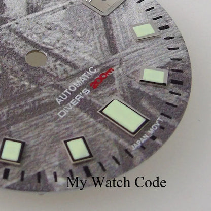 29mm Meteorite Pattern Watch Dial for N H35A N H36A Automatic Movement Green Luminous Markers for D iver Watch Mod